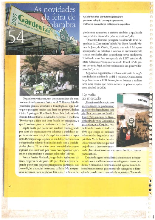 Reportagem sobre a Garden Fair de Holambra 2005 com o estande da Coquim